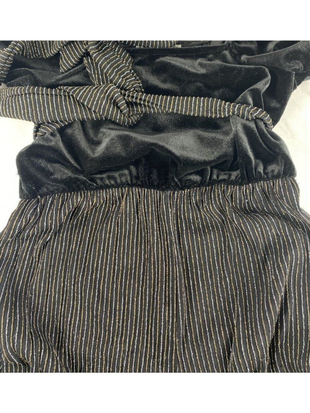 Knit Works Girls Flutter Sleeve S 7-8 Belted Square Neck Black/Metallic Jumpsuit - Picture 16 of 16